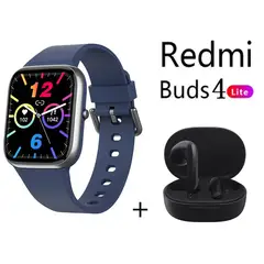 XIAOMI - Y9PRO reloj inteligente Azul + Redmi Buds 4 Lite - Negro