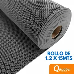 QRUBBER - Piso antideslizante para piscina gris 15mt x 12mt x 85mm