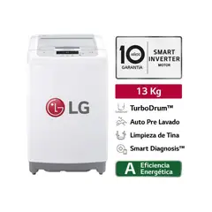 LG - Lavadora Carga Superior Smart Motion con TurboDrum 13 Kg WT13WPBK