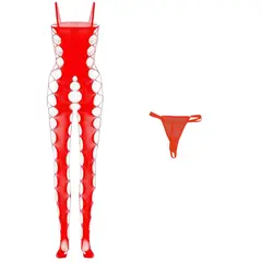 GENERICO - Bodystocking Anya malla Enterizo más tanga hilo Lencería media sexy