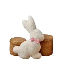 GENERICO - Cojín Conejo Pascua Decoración Nórdica 40x40 cm Cinta Rosa