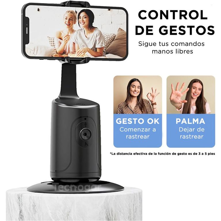 Trípode con IA para Celular Seguimiento Facial Automático 360° Gestos