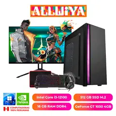 ALLWIYA - COMPUTADORA GAMER CORE I3-12100 16GB RAM 512GB SSD NVIDIA 4GB MONITOR 21