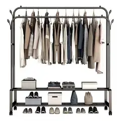 OEM - Organizador De Ropa Doble con Estantes De 2 Niveles con Ruedas