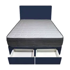 BARAKA HOME - Dormitorio Turin + 2 Cajones 1.5 Plz + Cabecera - Azul Marino