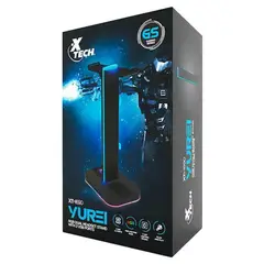 XTECH - SOPORTE PARA AUDIFONOS CON LUZ RGB Y 2 PUERTOS USB XTH 690