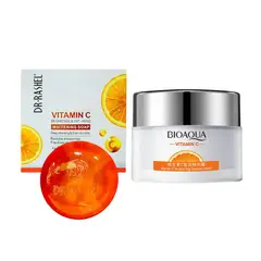 BIOAQUA - Jabón Blanqueador e Iluminador + Crema Hidratante con Vitamina C