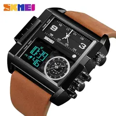 SKMEI - Reloj 1391 Negro Correa marrón Digital Analogo Multifunción_.