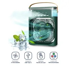 GENERICO - Ventilador Enfriador Humidificador 3 en 1 con Luz LED RGB Temporizador
