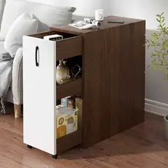TU MESITA - Mesa Lateral Organizadora Privé Blanca-Marrón 60cm