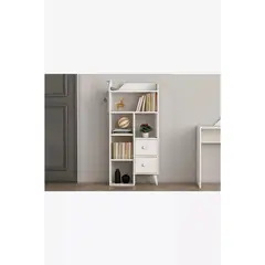 TU MESITA - Librero Moderno Vallejo con repisas 2 cajones color Blanco
