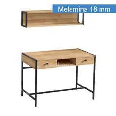 STARHOME - ESCRITORIO ESTILO INDUSTRIAL PINA CON ESTANTE ROBLE