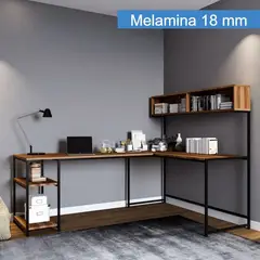 STARHOME - ESCRITORIO ESTILO INDUSTRIAL EN L MASSIMO ROBLE