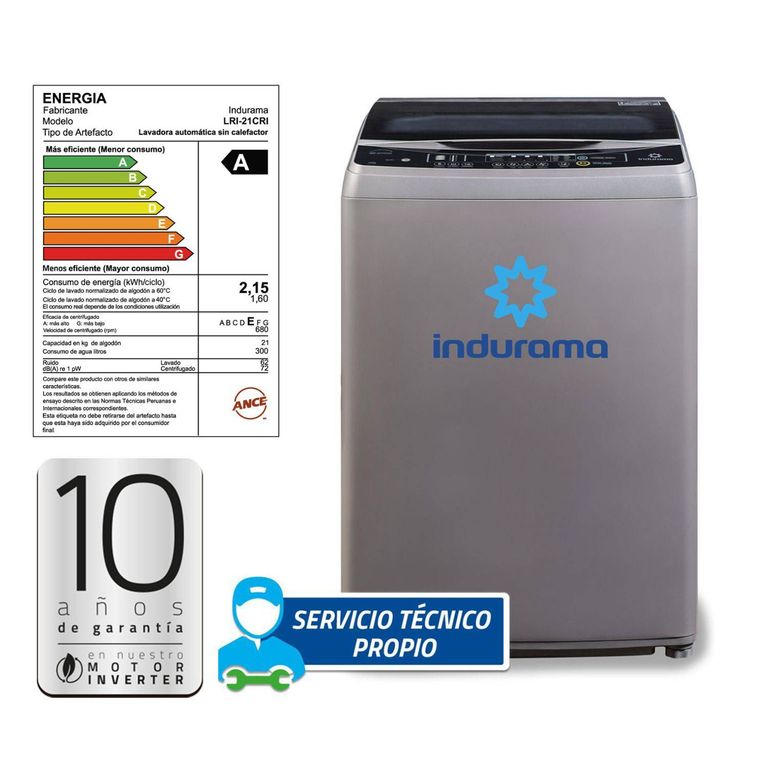 Lavadora Inverter 21 Kg Inox