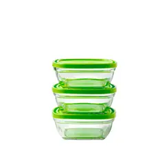 HYGGE - Set de 3 Tapers de Vidrio Herméticos Cuadrados