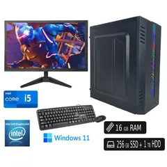 INTEL - COMPUTADORA PC Core i5 16GB 256GB SSD 1TB HDD Monitor LED Curvo 23.8