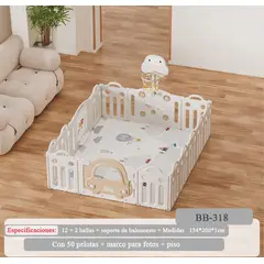 GENERICO - Corral Corralito para Bebe Plegable Aro Basket y 50 pelotas