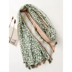 KAST PE - Chalina Carmina Bufanda Pashmina diseño hojas - Verde menta