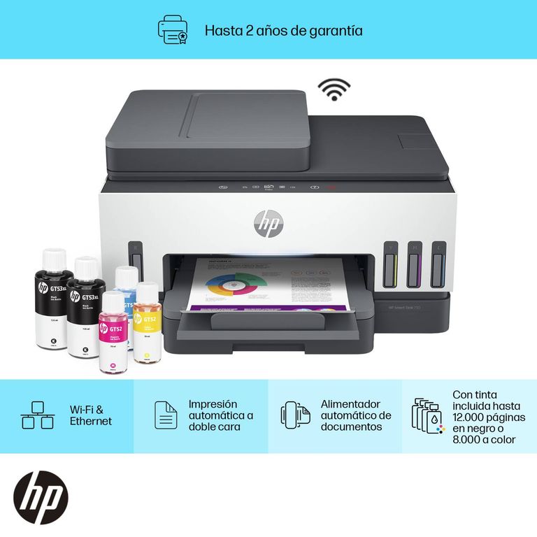 Impresora Multifuncional Smart Tank 750 Tinta Continua Color Wi-Fi