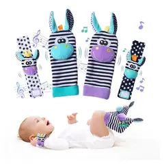 GENERICO - Set De 4 Sonajeros Medias Y Muñequeras Estimulación Bebé