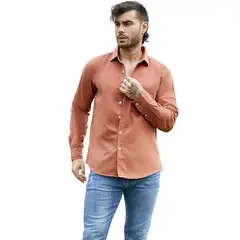 ZOHAR - Camisa para hombre manga larga -Sebastian - Snaax - LADRILLO