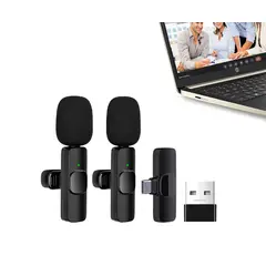 OEM - Micrófonos Inalámbricos Solaperos 2 en 1 K9 Tipo C y Adaptador USB