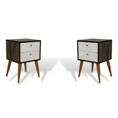 MUEBLES MACRUMO - Veladores Vintage 2 Cajones Wengue (Set 2 Unid)