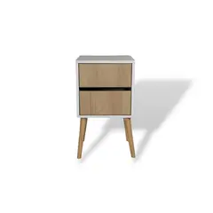 MUEBLES MACRUMO - Veladores Vintage 2 Cajones - Arena (Set 2 Unid)