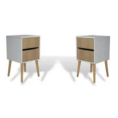 MUEBLES MACRUMO - Veladores Vintage 2 Cajones (Set 2 Unid) Arena
