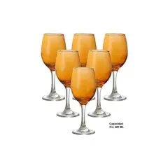 GENERICO - 6 Copas De Vino Caliz Naranja
