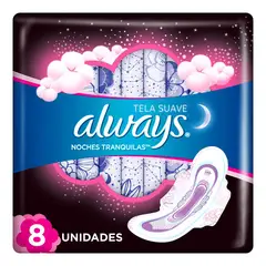 ALWAYS - Toallas Higiénicas Noches Tranquilas Tela Suave 8 un