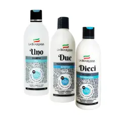 LA BRASILIANA - Shampoo Uno + Acondicionador Due + Máscara Cap Dieci Restauradora 500 Ml