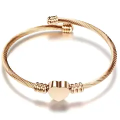 GENERICO - Puñera Pulsera Bangle Corazón Mujer Baño Oro Rosa