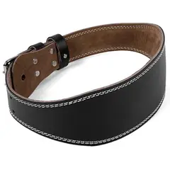 GENERICO - CINTURÓN CORREA DE CUERO PARA GYM CROSSFIT PESAS NEGRO M