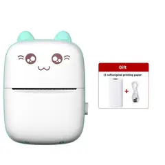 GENERICO - Mini Impresora Térmica Portátil Recargable Bluetooth Kawai Verde