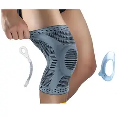 GENERICO - Rodillera con gel de silicona y doble varilla lateral - Gris Talla M