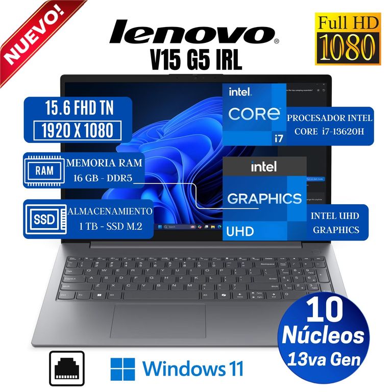 Laptop V15 G5 IRL 15.6" FHD TN, Core i7-13620H, 13va Gen, Ram 16GB, SSD 1 TB, Win 11 Pro