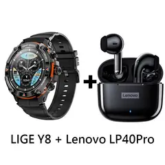 LENOVO - Audífonos Bluetooth LP40 PRO y Reloj Inteligente Smart Watch Y8