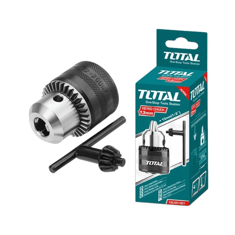 Mandril para taladro 13mm con llave Total
