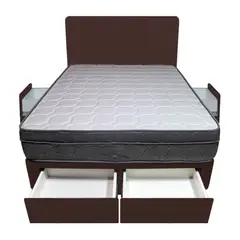 BARAKA HOME - Dormitorio Turin + 4 Cajones 1.5 Plz + Cabecera - Chocolate