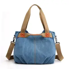 MAKEWAY - - Bolso de lona Vintage informal tendencia denim 2024 - Azul
