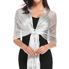 KAST PE - Chal Bufanda Serena Blanco con Flecos para fiesta