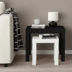 TU MESITA - Set de 2 Mesas Auxiliares Minimalistas Bibéi Negro y Blanco