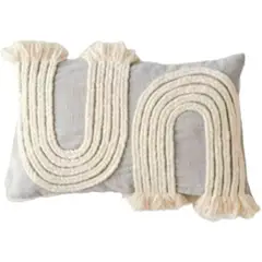 GENERICO - Cojin Rectangular Plomo Boho Descosido 35 X 55cm