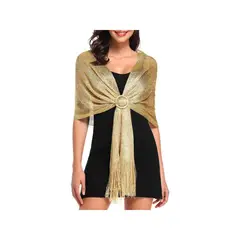 KAST PE - Chal Bufanda Serena Regulable Dorado Flecos de Hilo para fiesta