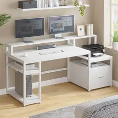 GENERICO - Escritorio Archivador Gamer Battle Blanco Coricha Home