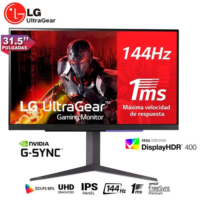 Monitor UltraGear 32GR93U-B UHD 4K IPS 1ms 144Hz G-SYNC FreeSync