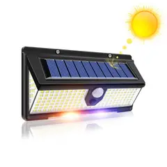GENERICO - Lámpara Solar con Sensor 190 Led brillantes Luces Rojas y Azul