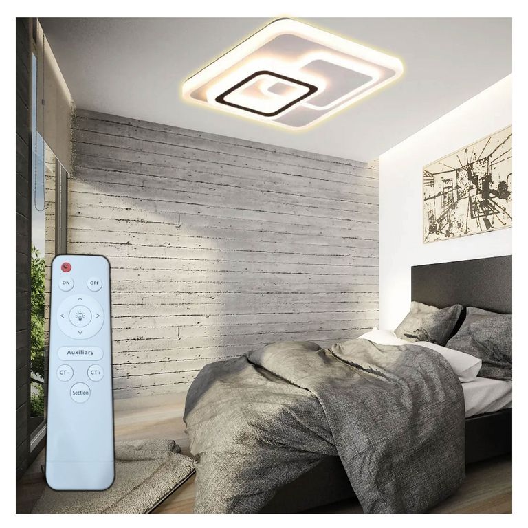 LAMPARA CUADRADA DE TECHO LED 3 COLORES CON CONTROL