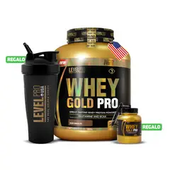 LEVEL PRO - Whey Gold 3kg Chocolate + Shaker + Porta Proteína